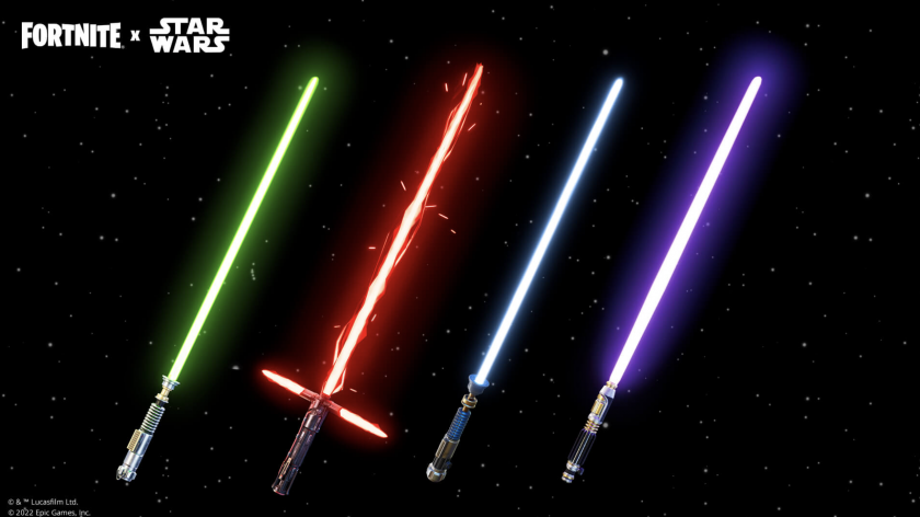 Star Wars x Fortnite - pick your own branded lightsaber to wield across the metaverse, noise effects (hopefully) included. 